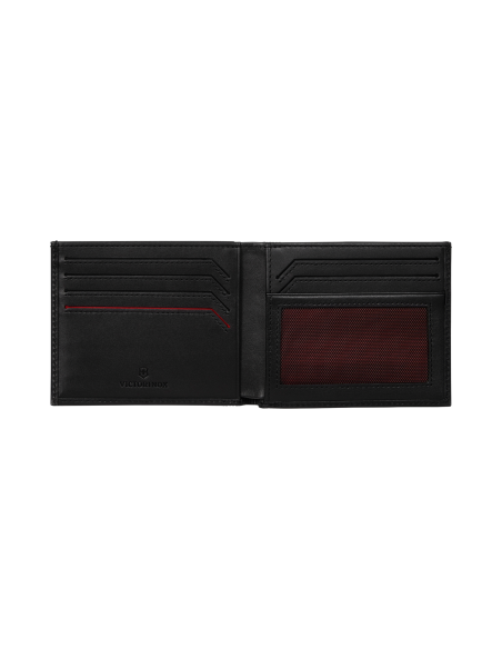 Portefeuille deux volets Victorinox Altius Alox Noir, intérieur ouvert sans contenu