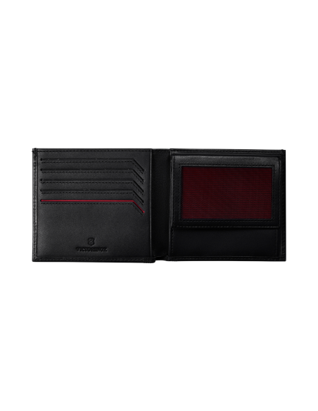 Portefeuille Deluxe Victorinox Altius Alox Noir, intérieur ouvert sans contenu
