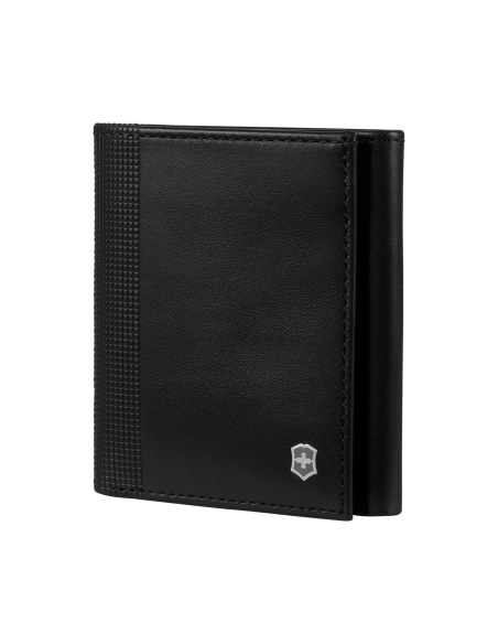 Portefeuille trois volets Victorinox Altius Alox Noir, vue de trois quarts