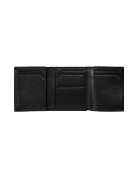 Portefeuille trois volets Victorinox Altius Alox Noir, intérieur ouvert sans contenu