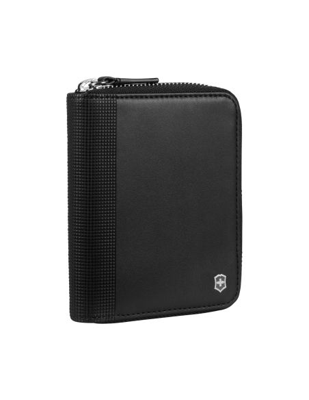 Portefeuille zippé Clutch Victorinox Altius Alox Noir, vue oblique du côté opposé