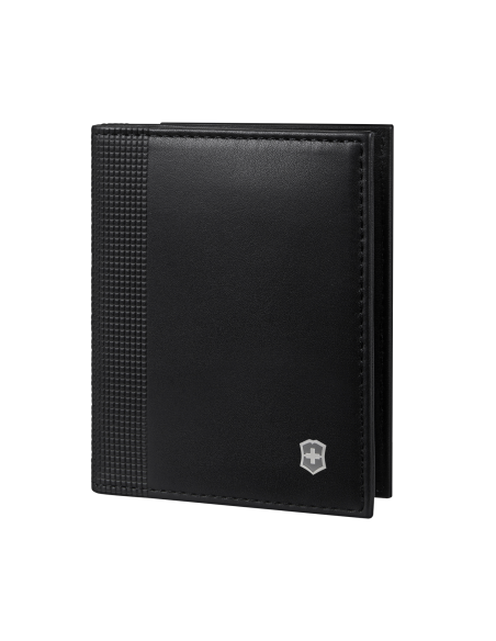 Porte-cartes deux volets Victorinox Altius Alox Noir, vue de trois quarts