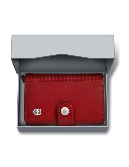Porte-cartes cuir Leather Victorinox Altius Secrid Rouge Victorinox, présentation en coffret ouvert