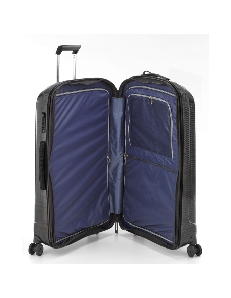 Roncato We Are Glam DLX 78 cm Noir/Graphite, intérieur ouvert et séparateur zippé