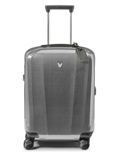 Valise cabine 4 roues extensible 55 cm Roncato We Are Glam DLX Noir/Platine, réf. 59630162