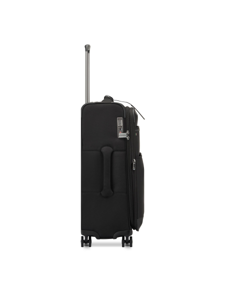 Valise 67 cm Roncato Uno Soft 3.0 Noir — Profil et fermeture TSA