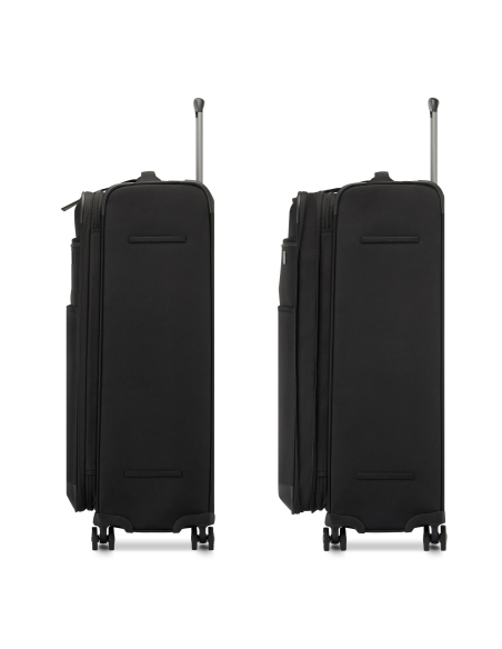 Valise 80 cm Roncato Uno Soft 3.0 Noir — Profils avec extension fermée et ouverte