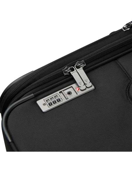 Valise 67 cm Roncato Uno Soft 3.0 Noir — Détail du verrouillage TSA et du zip