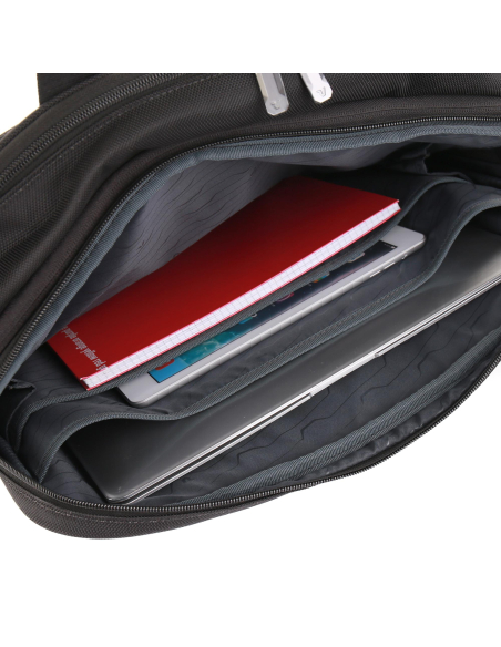 Sacoche ordinateur 15,6 pouces Roncato Biz 4.0 Noir, compartiment documents ouvert