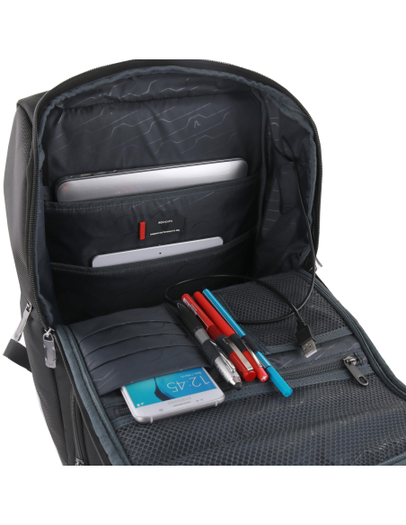 Sac à dos ordinateur 15,6 pouces Roncato Biz 4.0 Noir, compartiment principal ouvert