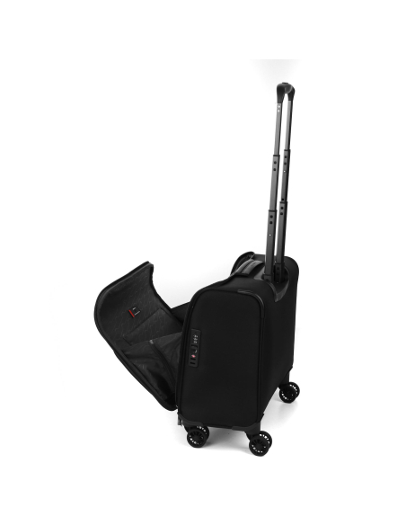 Bureau mobile 4 roues 41,5 cm Roncato Biz 4.0 Noir, vue oblique des rangements ouverts