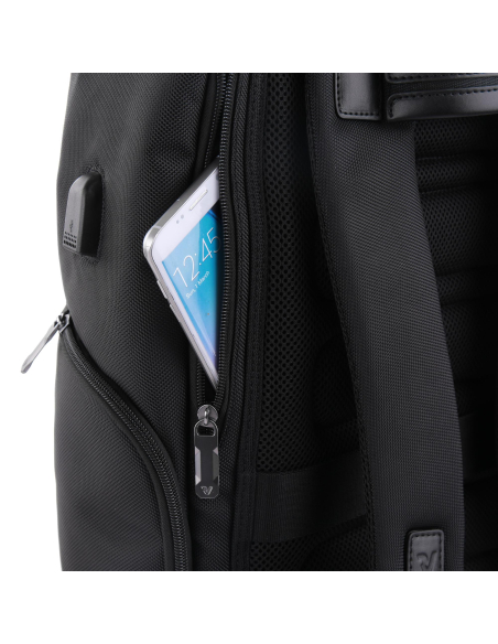 Sac à dos ordinateur 15,6 pouces Roncato Biz 4.0 Noir, poche latérale ouverte