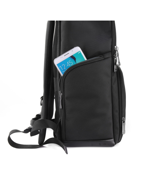 Sac à dos ordinateur 15,6 pouces Roncato Biz 4.0 Noir, seconde poche latérale ouverte