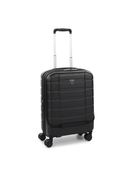 Valise cabine 4 roues 55 cm Roncato Biz 4.0 Noir, vue de trois quarts