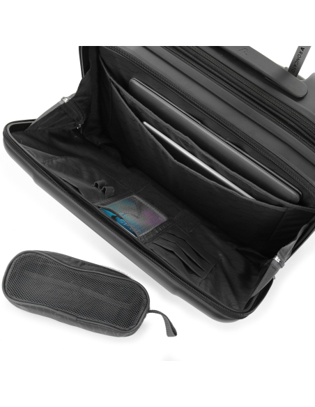 Bureau mobile extensible 39 cm Roncato Biz 4.0 Noir, organiseur et porte-documents intérieur