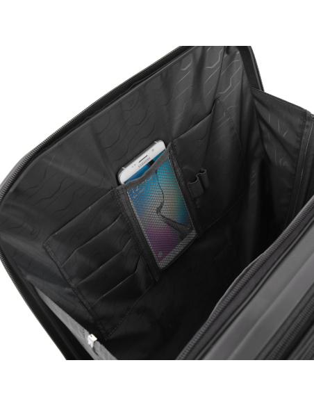 Bureau mobile extensible 39 cm Roncato Biz 4.0 Noir, poche intérieure avec téléphone