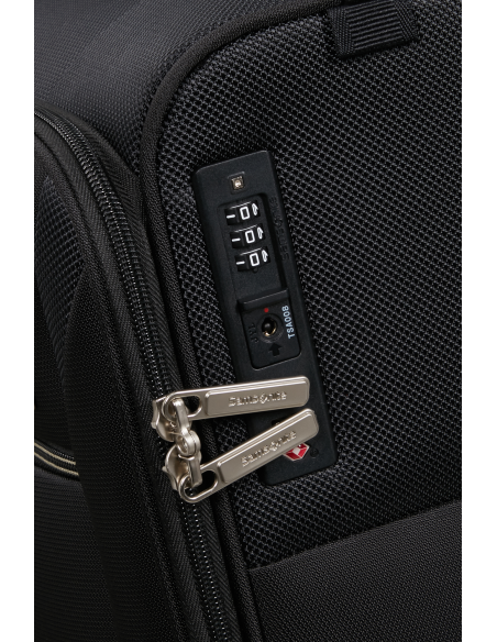 Samsonite Base Breeze 45 cm Noir, détail de la serrure à combinaison TSA