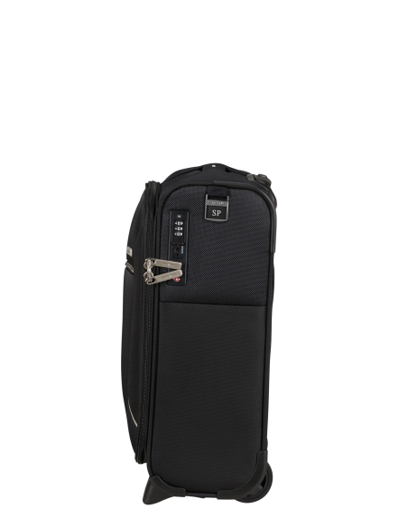 Samsonite Base Breeze 45 cm Noir, vue latérale et étiquette de personnalisation