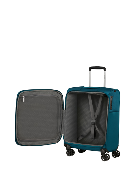 Samsonite Base Breeze 55 cm Petrol Blue, compartiment principal ouvert