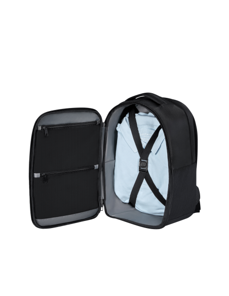 Samsonite Guardit 3.0 sac à dos sous-siège S 14 pouces Noir, intérieur ouvert avec sangles de maintien