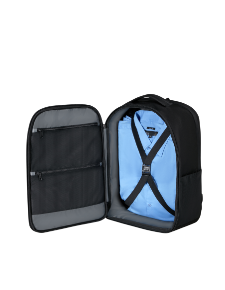 Samsonite Guardit 3.0 sac à dos sous-siège M 15,6 pouces Noir, intérieur ouvert avec sangles de maintien