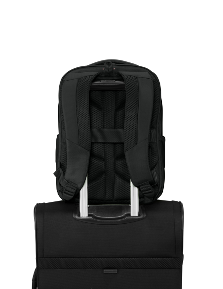 Sac à dos Samsonite Guardit Classy 2.0 Noir, passant fixé sur une poignée de valise
