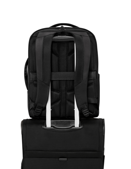 Sac à dos Samsonite Guardit Classy 2.0 Noir, passant fixé sur une poignée de valise