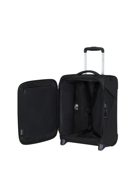 Intérieur ouvert avec sangles et rangement zippé — Samsonite Litebeam 45 cm Noir