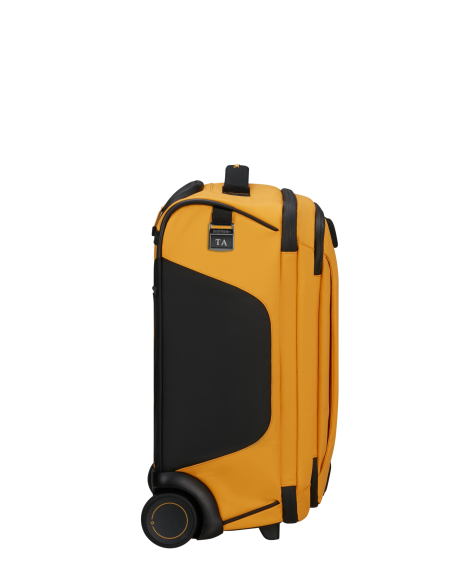 Sac à roues 45 cm Samsonite Prodiver Jaune, profil avec étiquette à initiales