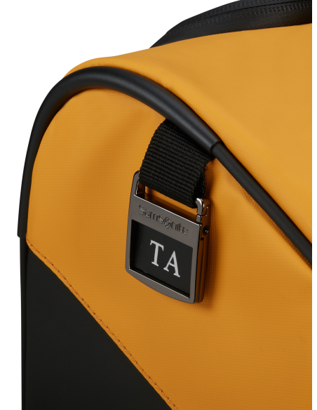 Sac à roues 45 cm Samsonite Prodiver Jaune, détail de l’étiquette à initiales