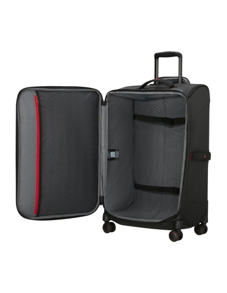 Valise 68 cm Samsonite Prodiver Noir, compartiment principal ouvert et sangles