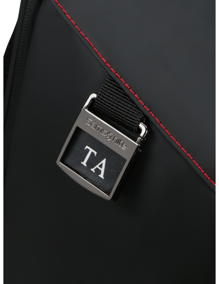Sac à dos XS 14 pouces Samsonite Prodiver Noir, détail de l’étiquette à initiales