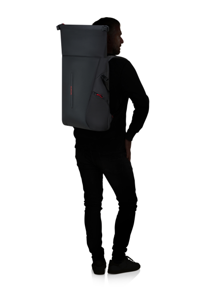 Sac à dos Rolltop L Samsonite Prodiver Noir, sac porté sur le dos, haut déroulé