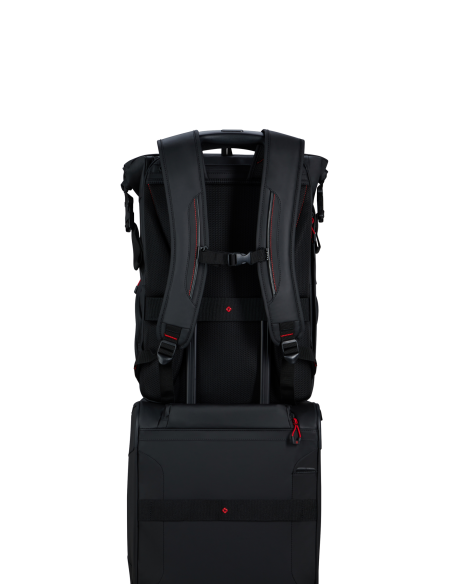 Sac à dos Rolltop L Samsonite Prodiver Noir, sac fixé sur une poignée de valise