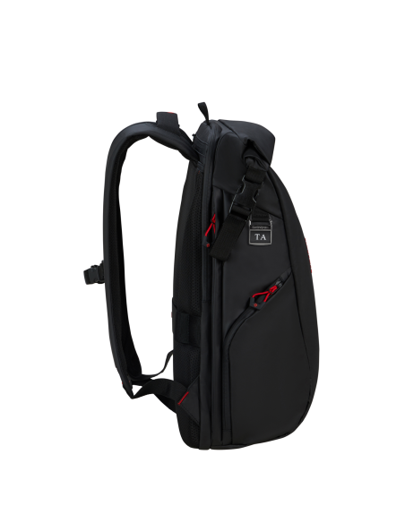Sac à dos Rolltop L Samsonite Prodiver Noir, profil avec étiquette à initiales