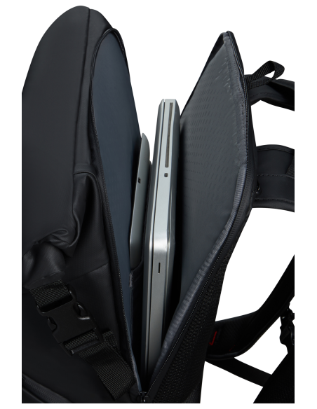 Sac à dos Rolltop L Samsonite Prodiver Noir, compartiment ouvert avec ordinateur