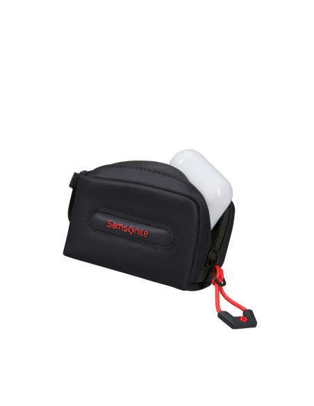 Étui pour AirPods Samsonite Prodiver Noir, étui ouvert avec boîtier d’écouteurs