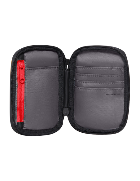 Portefeuille 5 cartes Samsonite Prodiver Noir, intérieur ouvert, emplacements cartes et poche zippée