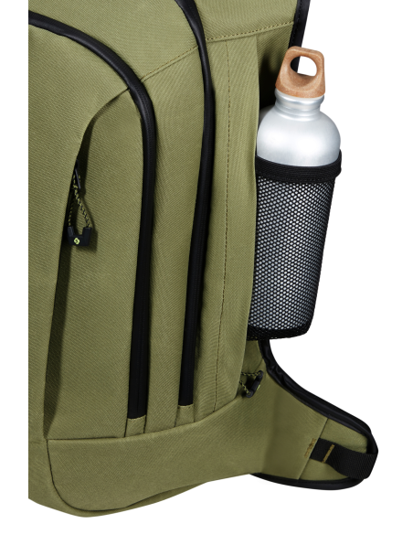 Sac à dos L 17,3 pouces Samsonite Prodiver Waxed Wasabi, poche latérale avec une gourde