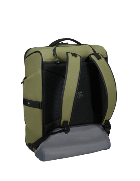 Sac à roues 55 cm Samsonite Prodiver Waxed Wasabi, dos avec bretelles déployées