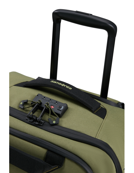 Sac à roues 55 cm Samsonite Prodiver Waxed Wasabi, poignées et serrure sur le dessus