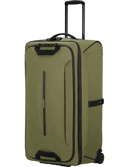 Sac à roues 79 cm Samsonite Prodiver Waxed Wasabi, vue de trois quarts, poignée déployée