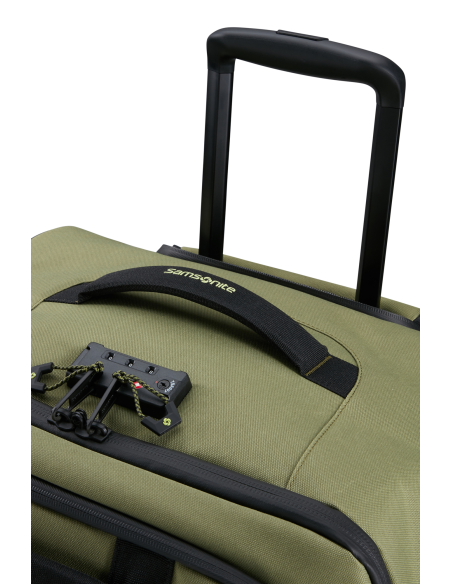 Sac à roues 79 cm Samsonite Prodiver Waxed Wasabi, poignées et serrure sur le dessus