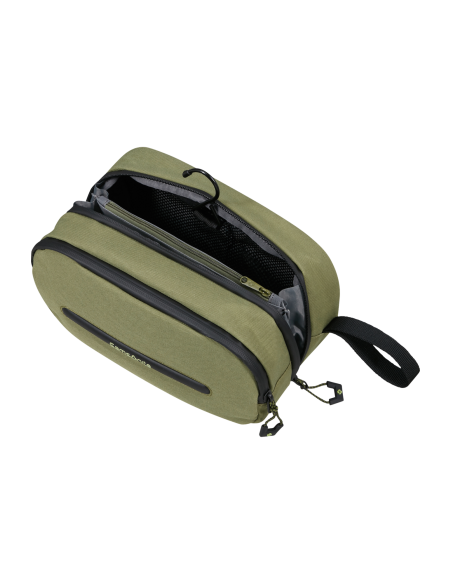Trousse de toilette Samsonite Prodiver Waxed Wasabi, intérieur de la trousse ouverte