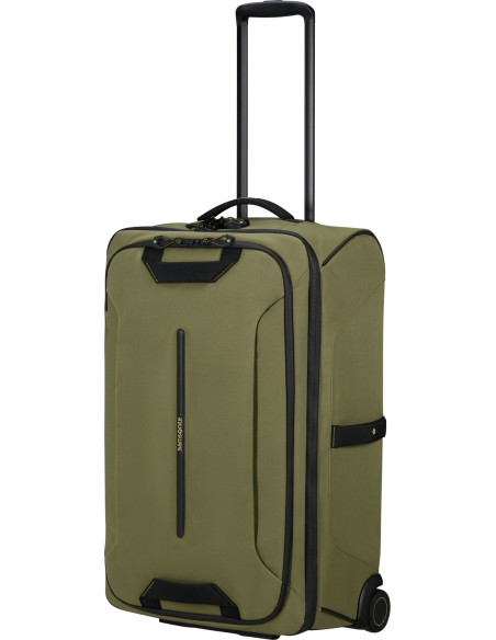 Sac à roues 67 cm Samsonite Prodiver Waxed Wasabi, vue de trois quarts, poignée déployée