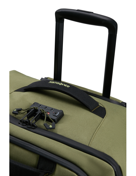 Sac à roues 67 cm Samsonite Prodiver Waxed Wasabi, poignées et serrure sur le dessus