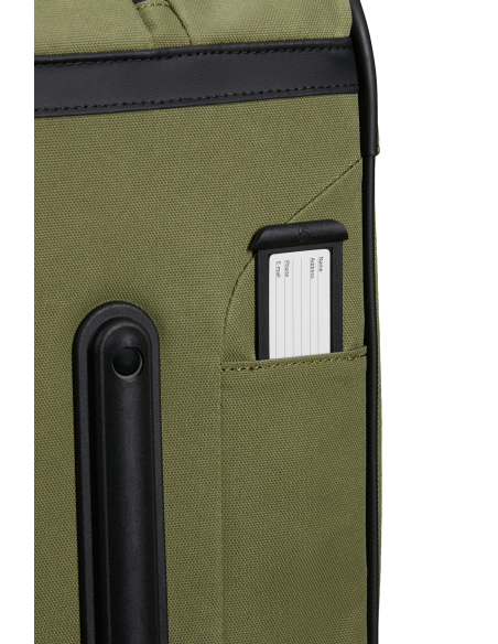 Sac à roues 67 cm Samsonite Prodiver Waxed Wasabi, porte-adresse sorti de son logement