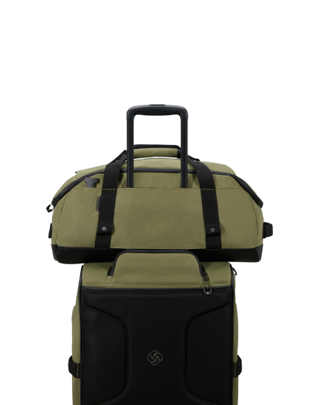 Sac de voyage S Samsonite Prodiver Waxed Wasabi, sac fixé sur une poignée de valise