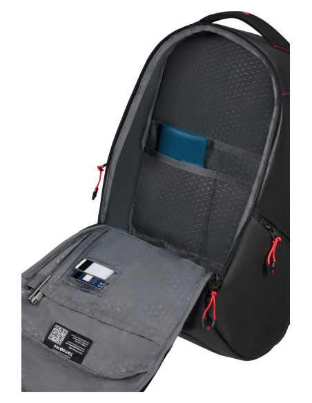 Sac à dos Urban M Samsonite Prodiver Noir, compartiment ouvert et rangements