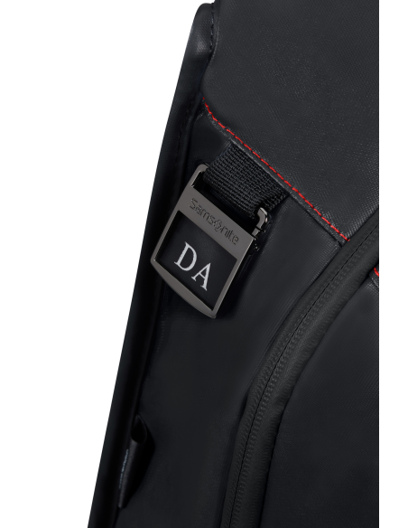 Sac à dos de voyage S Samsonite Prodiver Noir, détail de l’étiquette à initiales